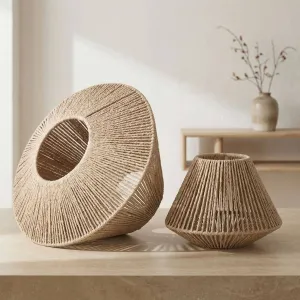 Japandi Woven Lamp Shade in Natural Tone — view 3