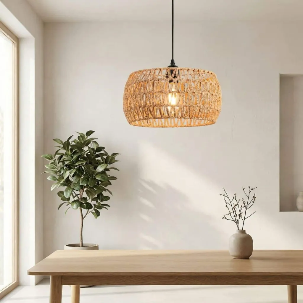 Japandi Woven Rattan Lamp Shade — a piece designed for serenity