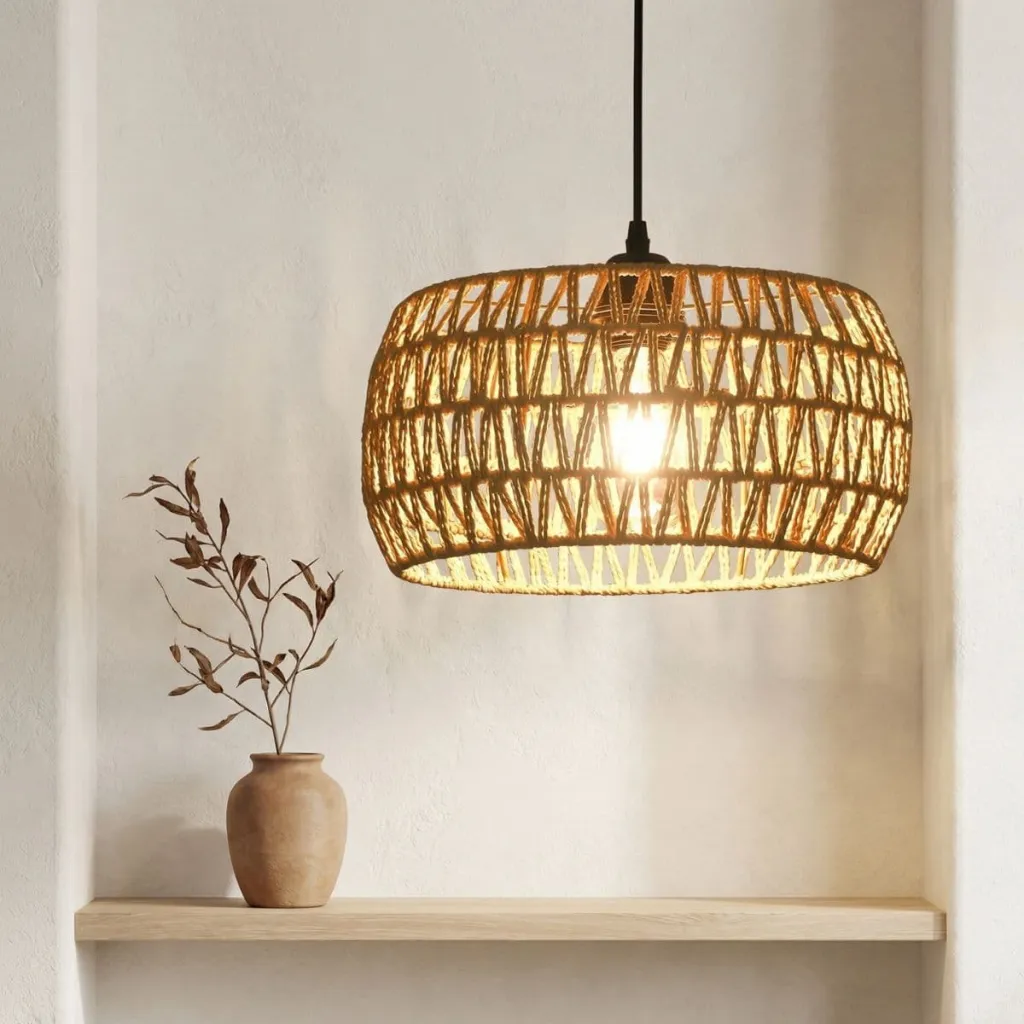 Japandi Woven Rattan Lamp Shade — where minimalism meets durability