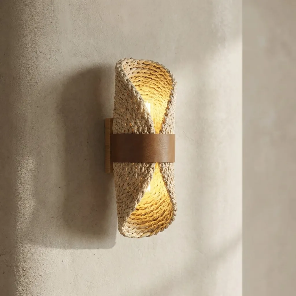 Woven Rattan Japandi Wall Sconce — a piece designed for serenity