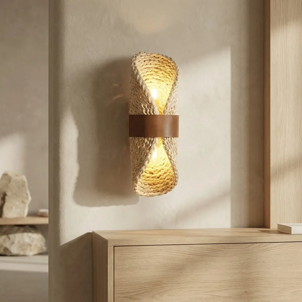 Woven Rattan Japandi Wall Sconce — where minimalism meets durability