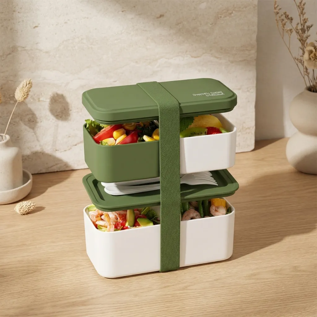 Green and Beige Japanese Bento Box with Multiple Compartments — where minimalism meets durability