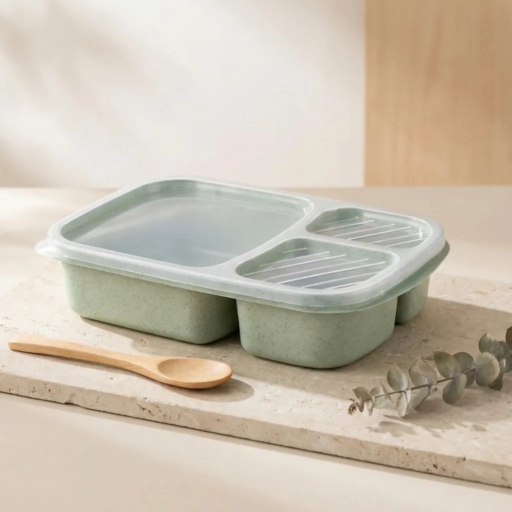 Japanese Bento Box in Pastel Recycled Wheat Fiber
