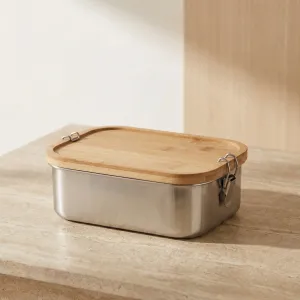 Japanese Bento Box in Stainless Steel and Bamboo — view 1