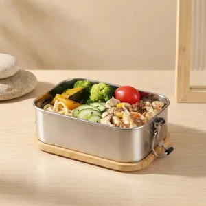 Japanese Bento Box in Stainless Steel and Bamboo — view 4