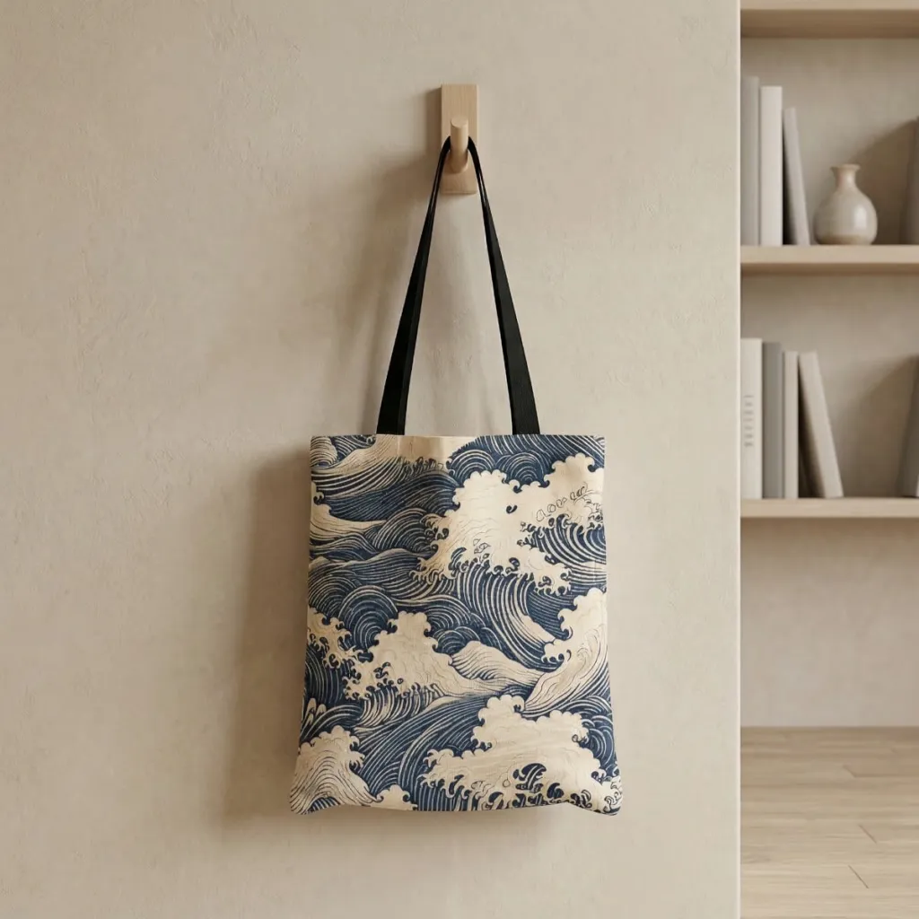 Japanese Canvas Tote Bag, The Great Wave by Hokusai — flexible, beautiful styling