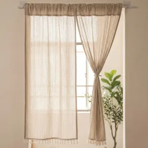 Japanese Cotton Door Curtain with Fringe, Japandi Style — view 1