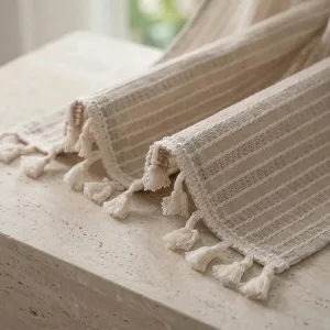 Japanese Cotton Door Curtain with Fringe, Japandi Style — view 2