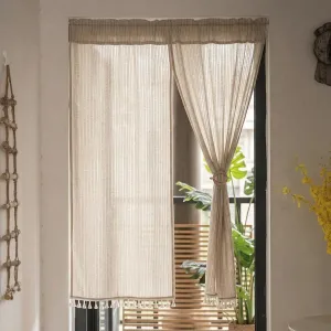 Japanese Cotton Door Curtain with Fringe, Japandi Style — view 5