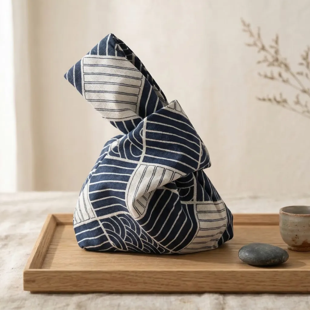 Japanese Furoshiki Knot Bag - Indigo Cotton