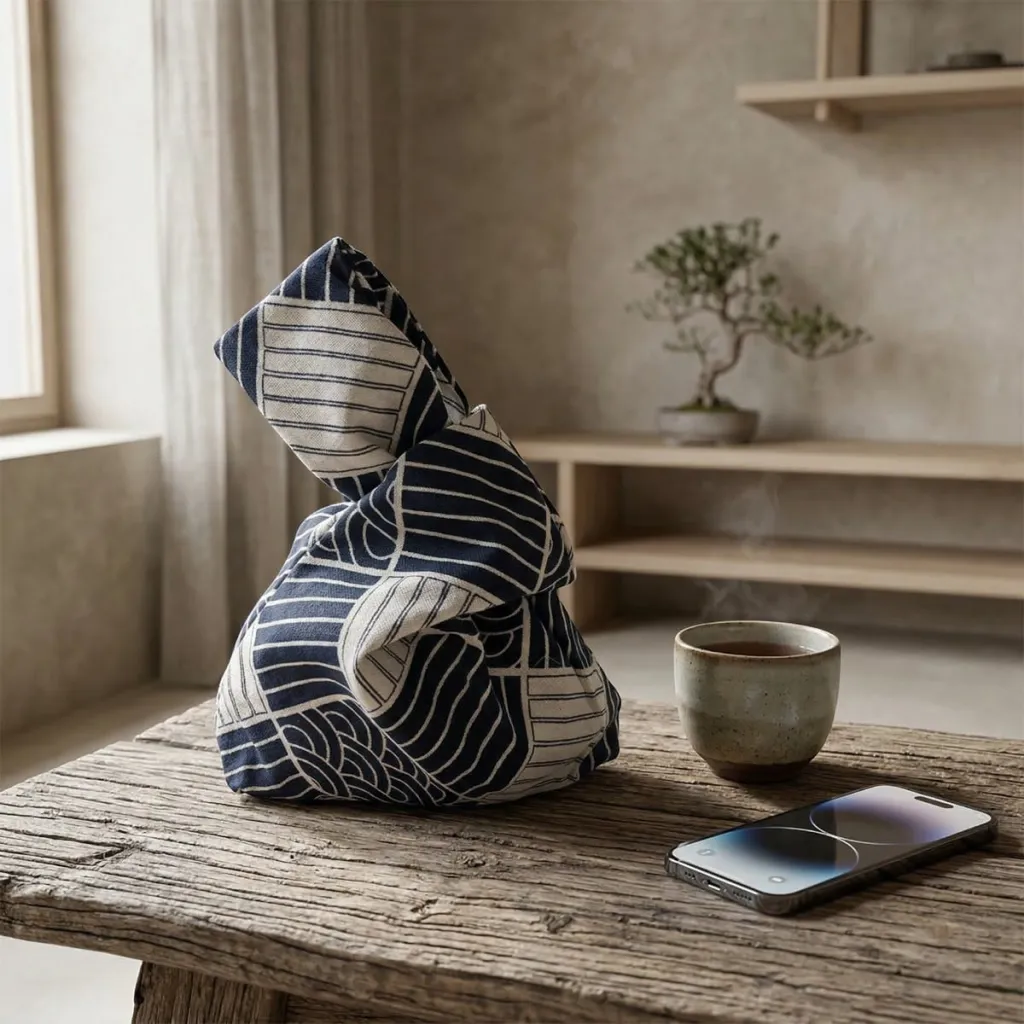 Japanese Furoshiki Knot Bag - Indigo Cotton — flexible, beautiful styling
