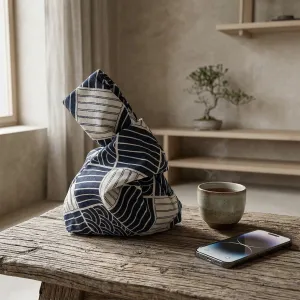 Japanese Furoshiki Knot Bag - Indigo Cotton — view 4