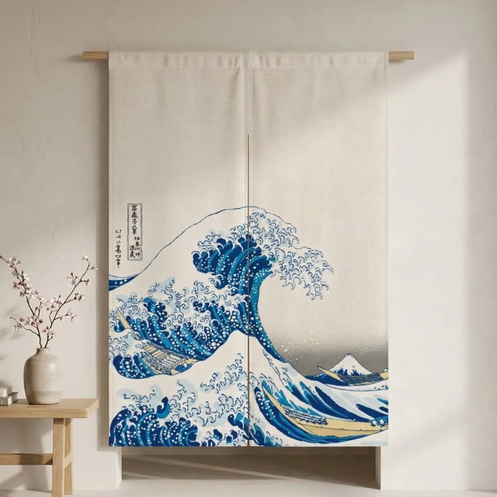Japanese Double Great Wave Curtain