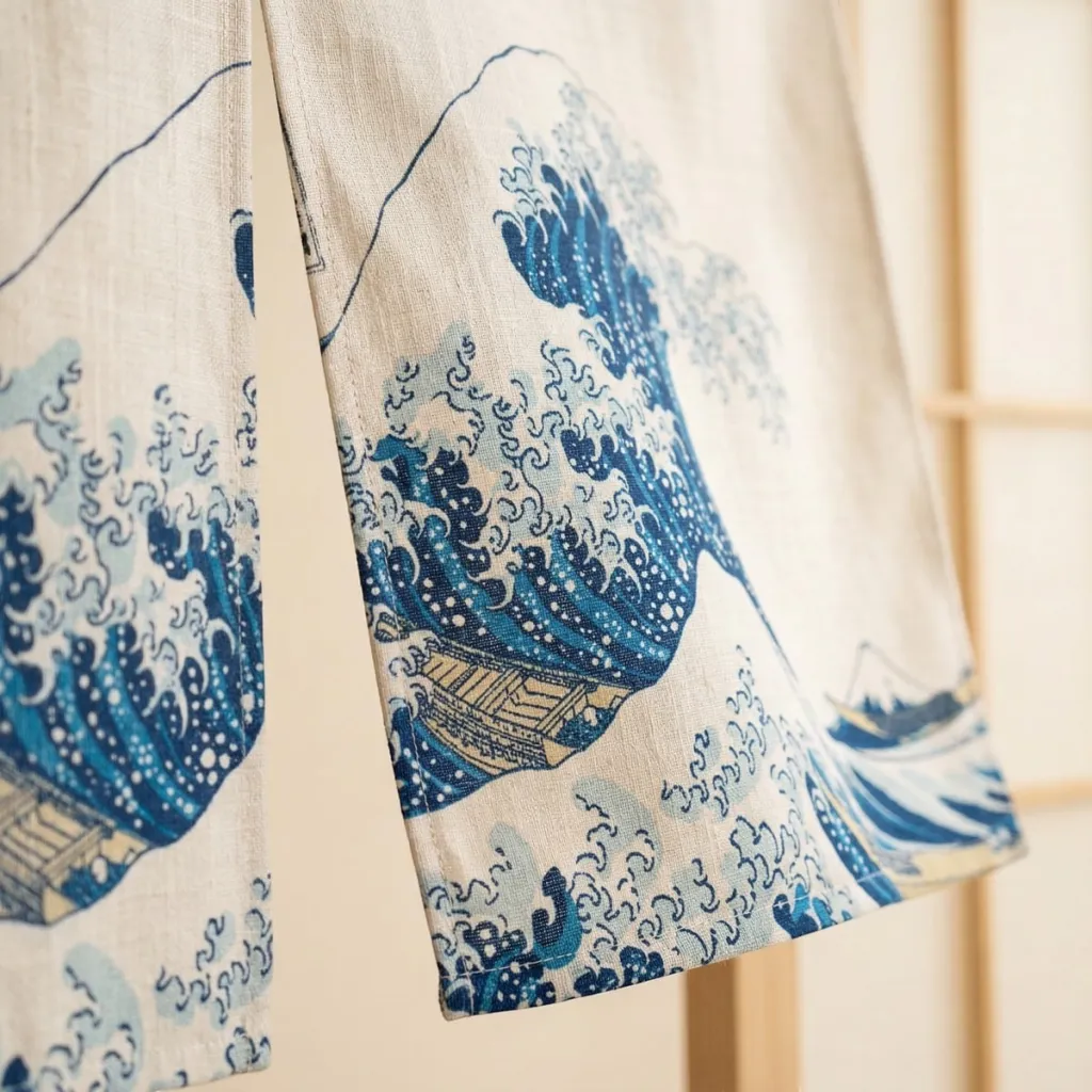 Japanese Double Great Wave Curtain — flexible, beautiful styling