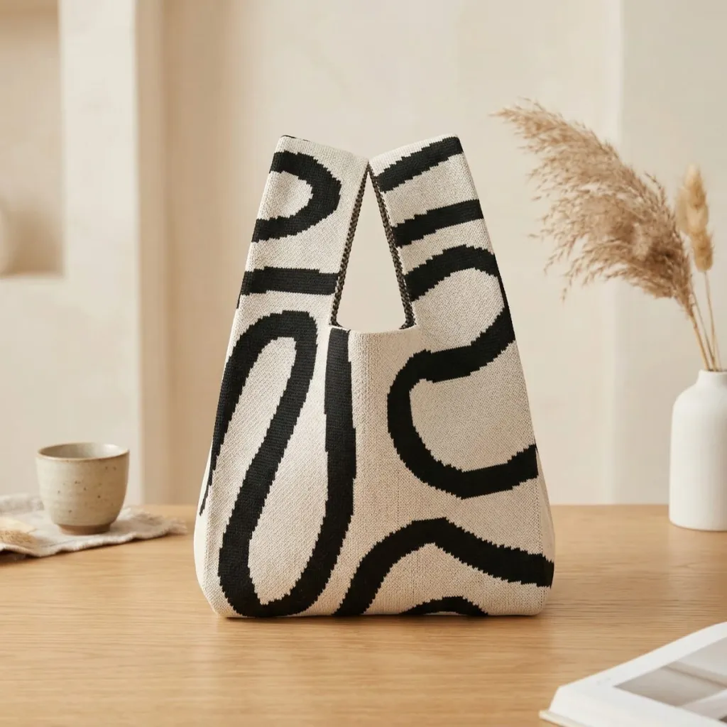 Japanese Knit Bag - Wave Pattern