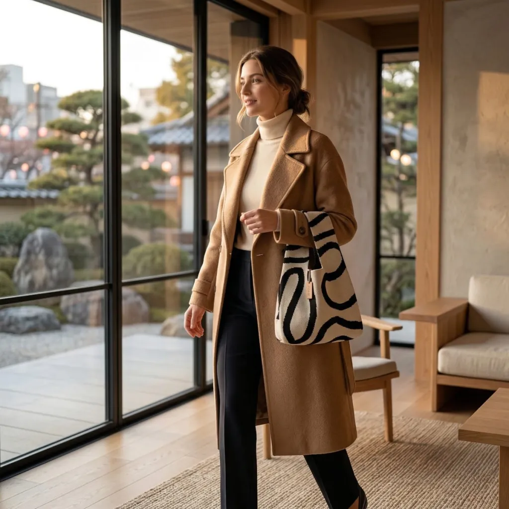 Japanese Knit Bag - Wave Pattern — flexible, beautiful styling