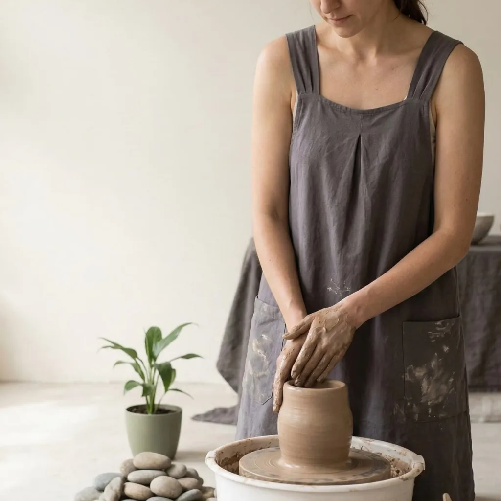 Japanese Linen and Cotton Apron with Crossback Straps — where minimalism meets durability