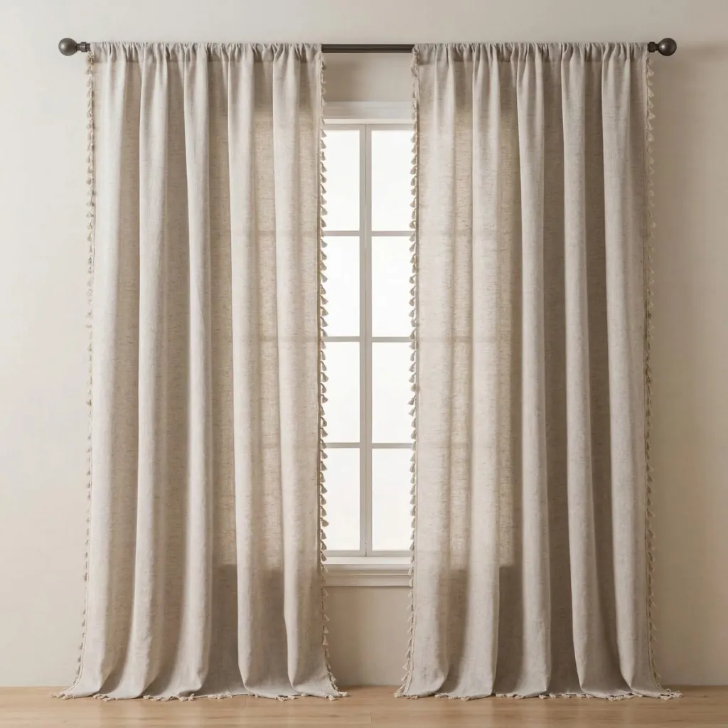 Japanese Linen Fringe Curtain Panel