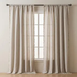 Japanese Linen Fringe Curtain Panel — view 1