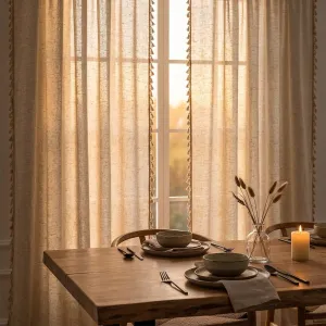 Japanese Linen Fringe Curtain Panel — view 3