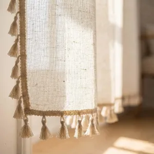 Japanese Linen Fringe Curtain Panel — view 4