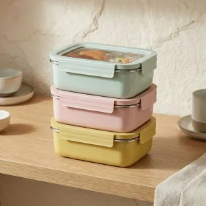 Japanese Stainless Steel Bento Box in Pastel Color — view 4