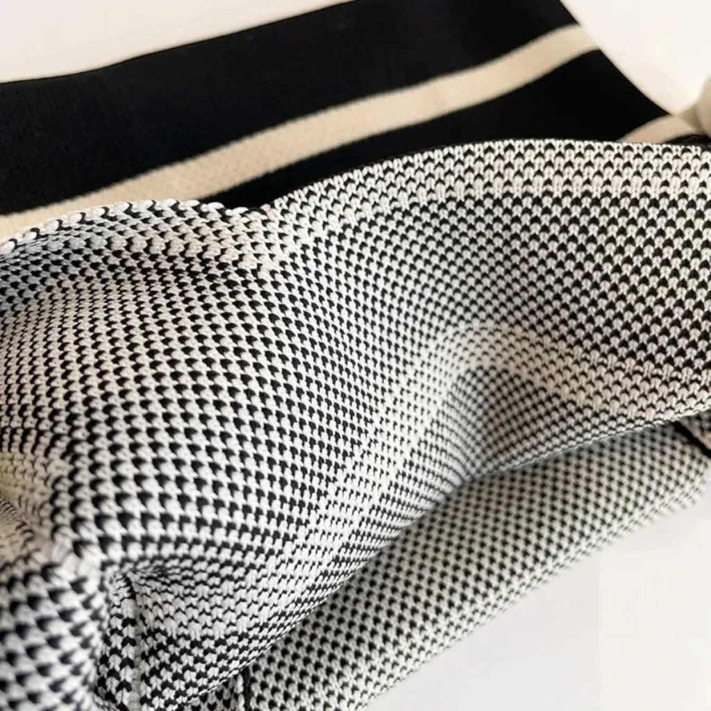 Japanese Striped Knit Bag with Large Handles — where minimalism meets durability