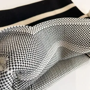 Japanese Striped Knit Bag with Large Handles — view 3