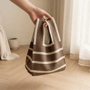 Japanese Striped Knit Bag with Large Handles — view 5