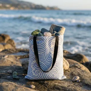 Japanese Tote Bag, Blue Wave Print — view 3