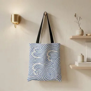 Japanese Tote Bag, Blue Wave Print — view 4