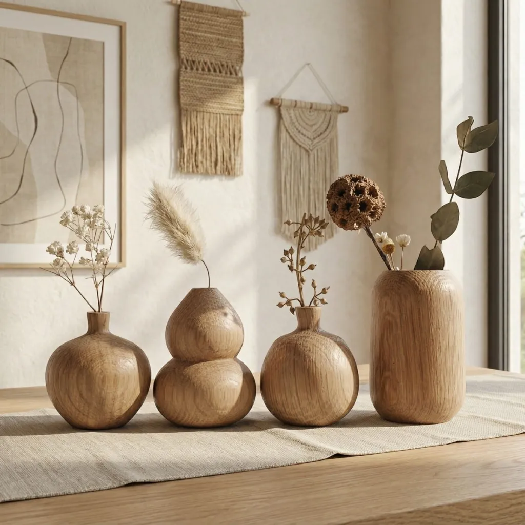 Japanese Wooden Flower Vase