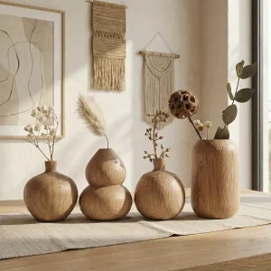 Japanese Wooden Flower Vase — view 1