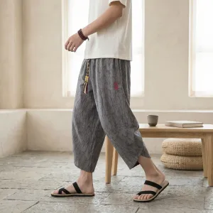 Men's Japanese Yukata-Style Linen Pants — view 4