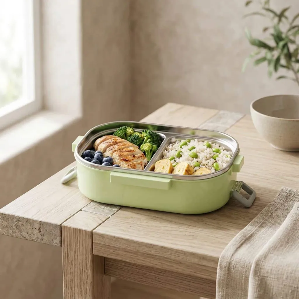 Kawaii Japanese Bento Box in Stainless Steel — flexible, beautiful styling