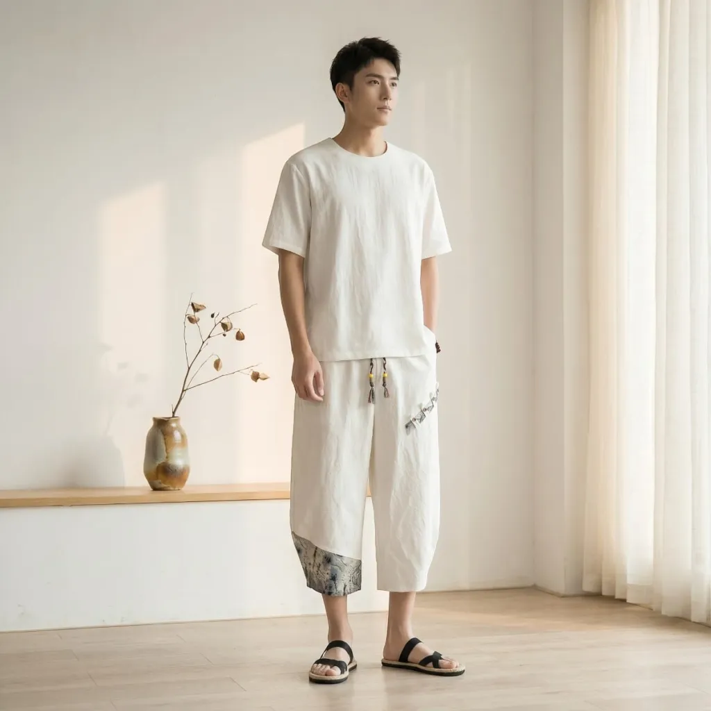 Men's 7/8 Patchwork Japanese Pants