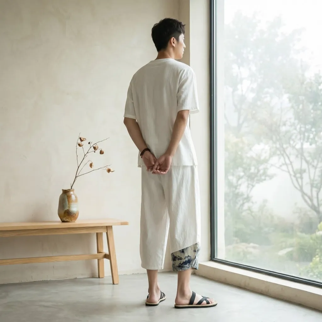 Men's 7/8 Patchwork Japanese Pants — a piece designed for serenity