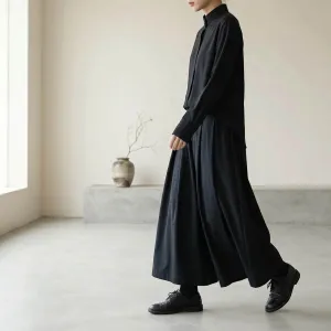 Men's Black Hakama-Style Japanese Pants — view 4
