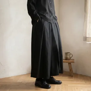Men's Black Hakama-Style Japanese Pants — view 5