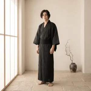 Men's Black Samurai-Style Yukata — view 1