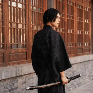 Men's Black Samurai-Style Yukata — view 4