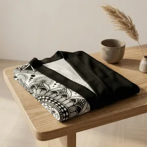 Men's Black and White Haori Jacket with Mandala Print — view 2