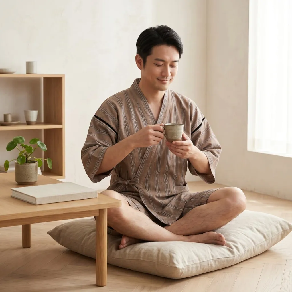Men's Brown Thin-Striped Jinbei — where minimalism meets durability
