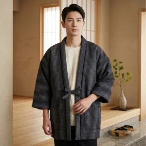 Men's Charcoal Cotton Hanten Jacket — view 1