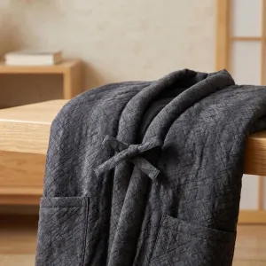 Men's Charcoal Cotton Hanten Jacket — view 3