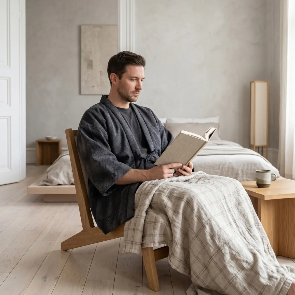 Men's Charcoal Cotton Hanten Jacket — flexible, beautiful styling