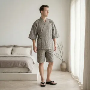 Men's Cotton Jinbei with Seigaiha Pattern — view 2