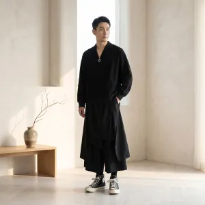 Men's Dark Double-Layer Japanese Pants — view 1