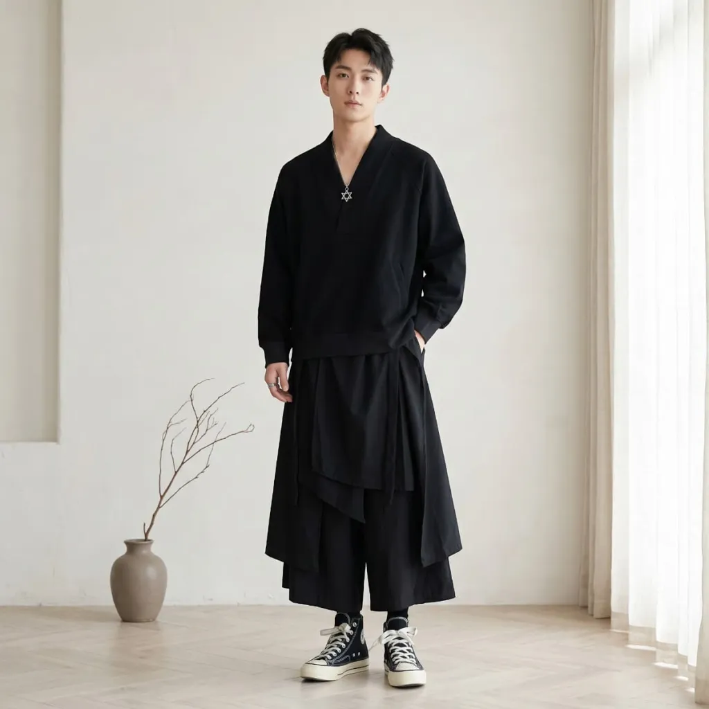Men's Dark Double-Layer Japanese Pants — a piece designed for serenity