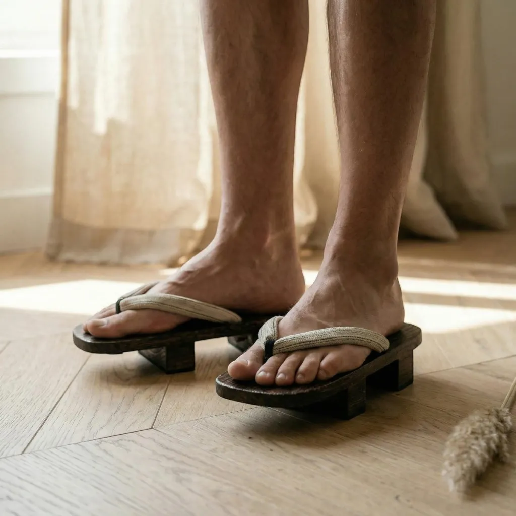Men's Dark Wood Two-Tooth Geta Sandals